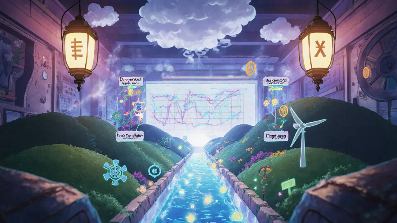 Animated lab showing concentrated liquidity channel and smart routing gears.
