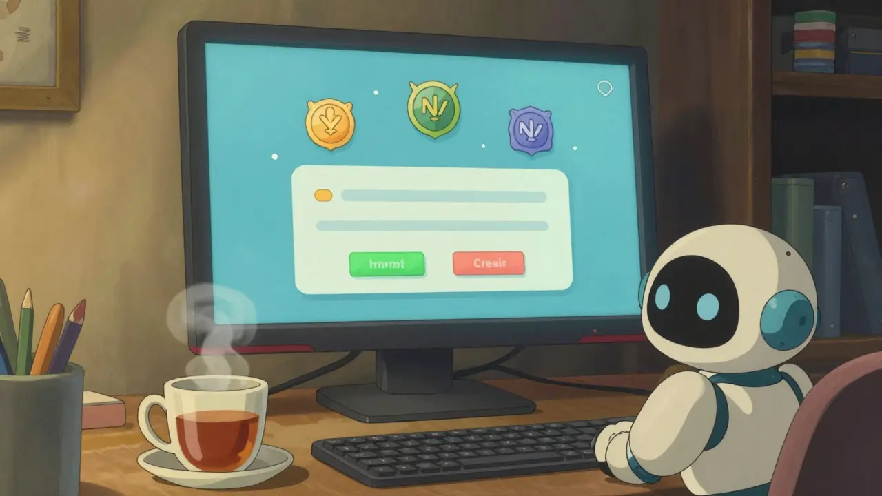 Cozy desk scene with computer showing wallet verification steps