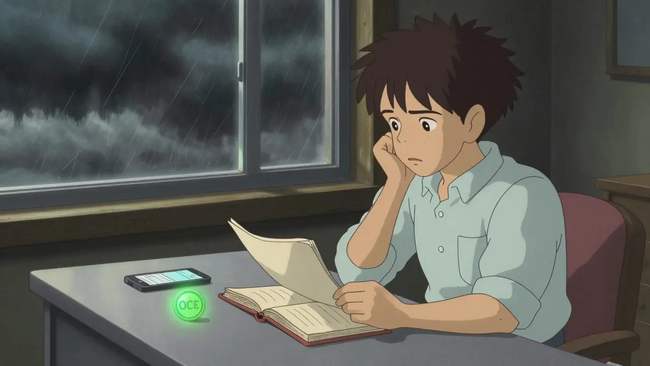 A trader reviewing thin ledgers while a storm brews outside, illustrating liquidity risks
