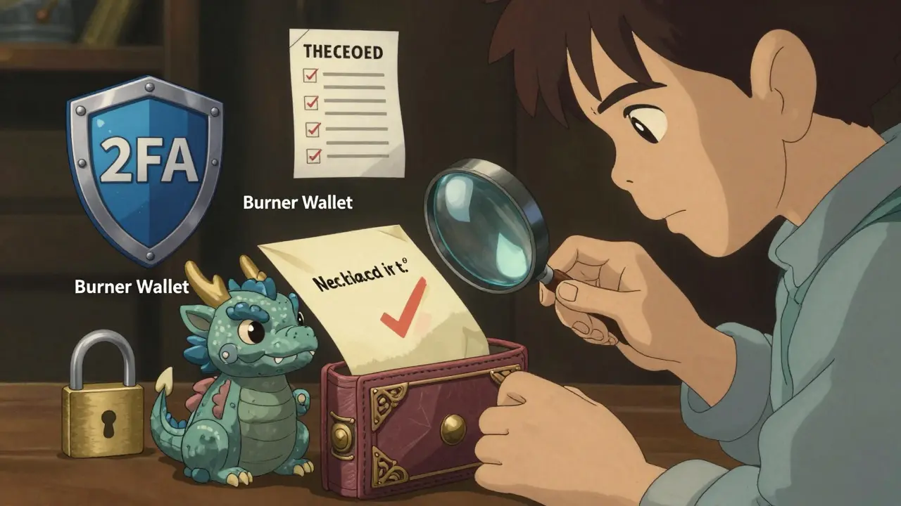 Studio Ghibli art of securing digital assets with hardware wallets and verification tools.