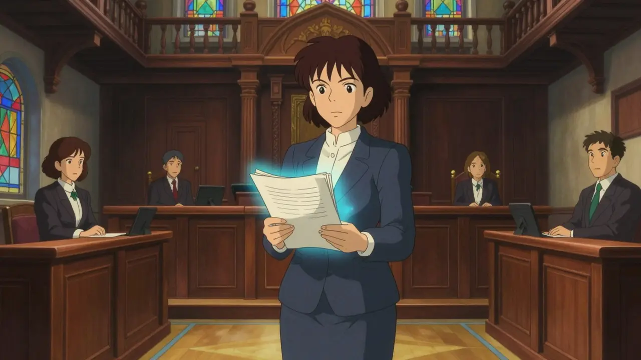 Lawyer challenging crypto ban in a Ghibli-style courtroom scene