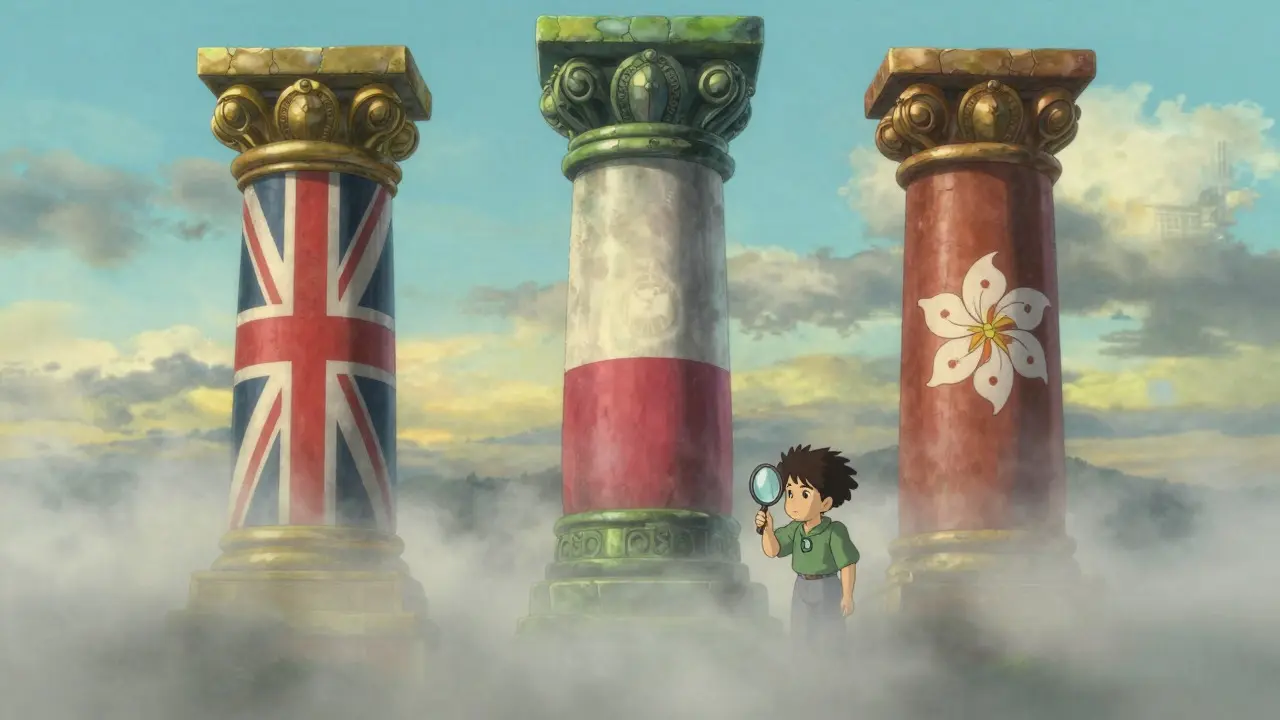 Anime art showing regulatory pillars obscured by fog, symbolizing hidden reserve risks.