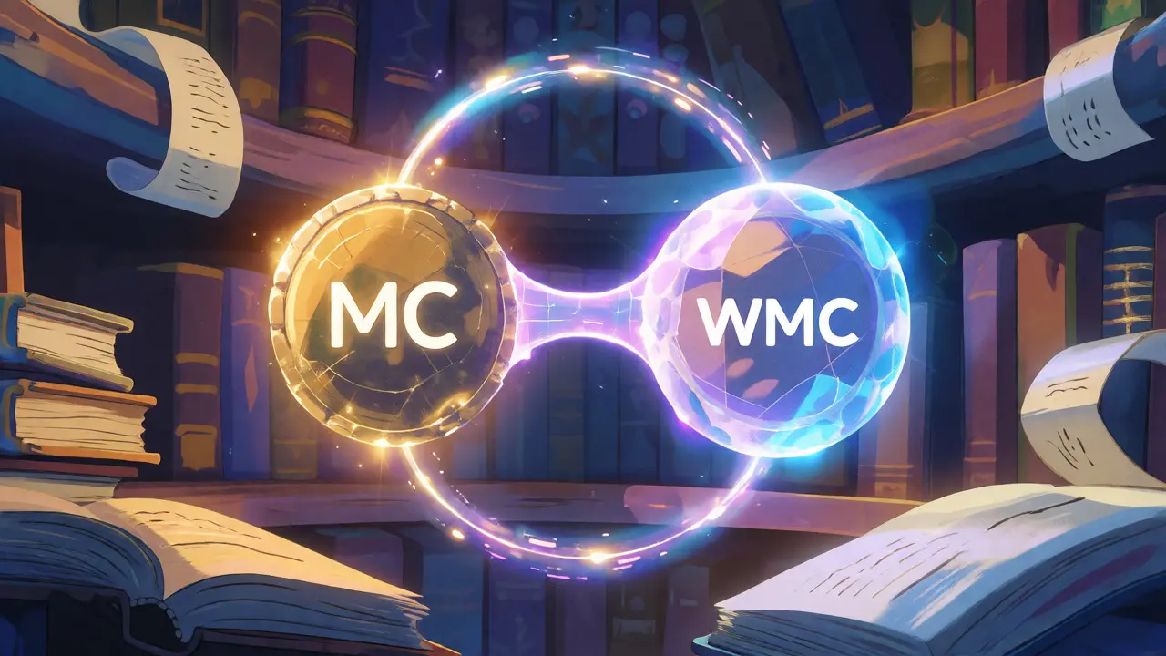 Two glowing orbs connected by a light bridge, symbolizing the wrapping of tokens in a whimsical setting.